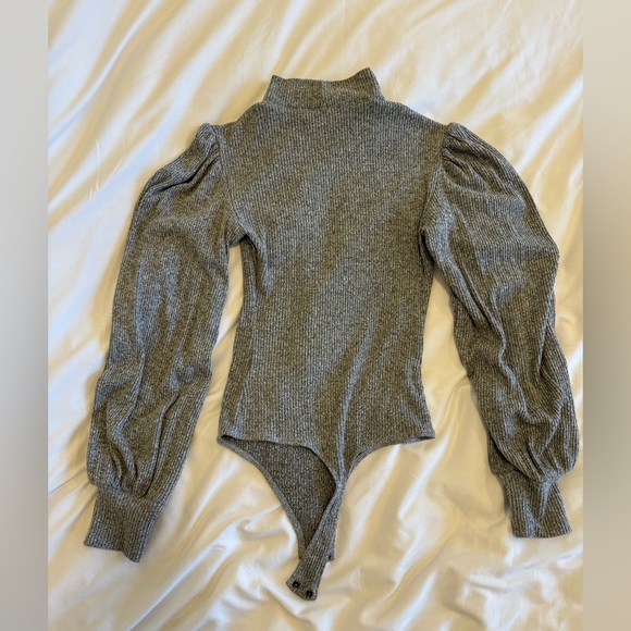 Express Ballon Sleeve Ribbed Sweater Bodysuit - Picture 7 of 7